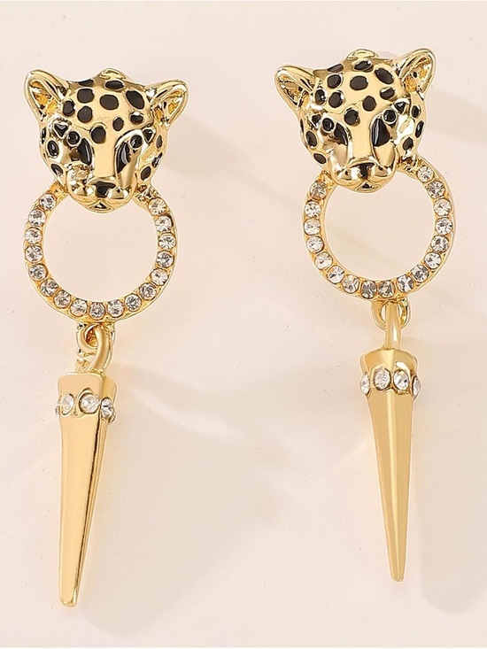 Anthropologie Jewelry - Anthropologie Gold Leopard Hoop Spike Drop Earrings